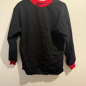 🩷 Black Long Sleeve Shirt with Red Accents
